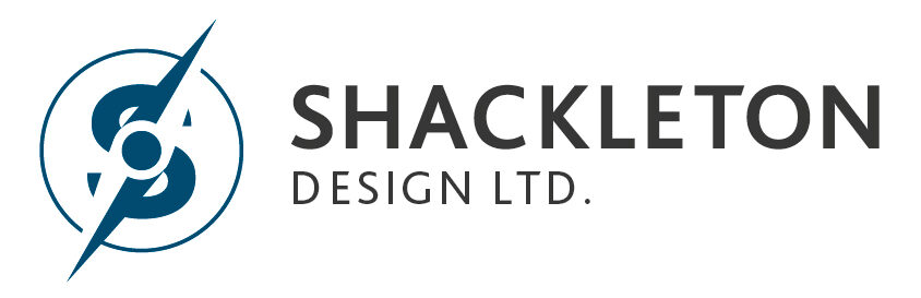 Shackleton Main Logo. Letter S in a compass and the words Shackleton Design